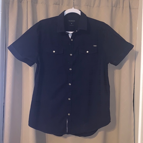 Men’s Guess Button Up Navy Size Medium - Picture 1 of 6